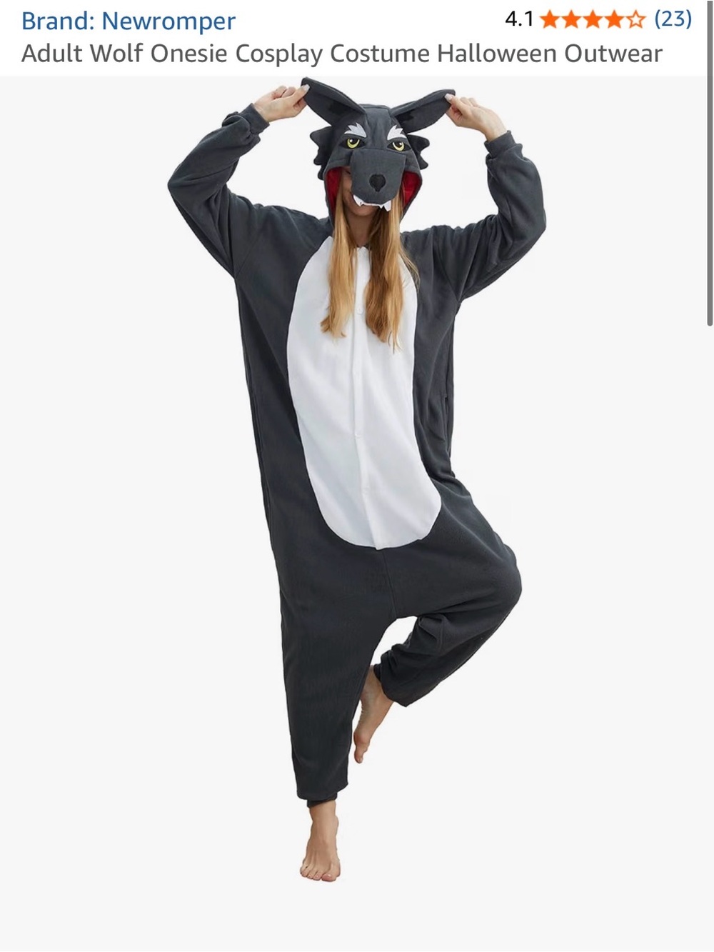 Unisex Wolf One-Piece Pajamas in Dark Gray and White